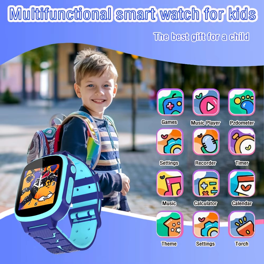 2025 New Kids Smart Watch HD Touch Screen Camera Puzzle Game Alarm Clock Calculator Birthday Gift for Boys and Girls