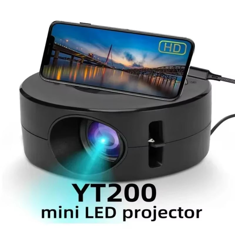 YT200 Smart Projector LED HD TV Video Projector for 4K 1500 Lumens Android Same Screen Home Cinema Outdoor Portable Mini Project