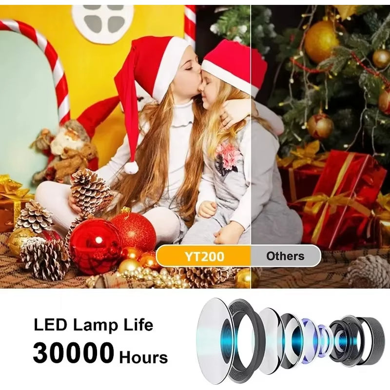 YT200 Smart Projector LED HD TV Video Projector for 4K 1500 Lumens Android Same Screen Home Cinema Outdoor Portable Mini Project
