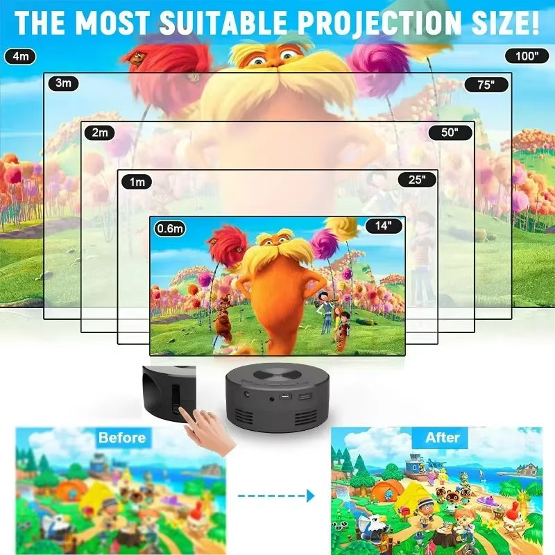 YT200 Smart Projector LED HD TV Video Projector for 4K 1500 Lumens Android Same Screen Home Cinema Outdoor Portable Mini Project