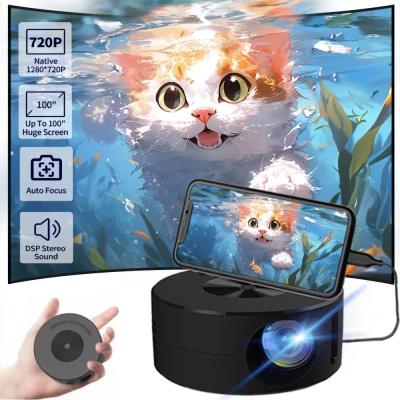 YT200 Smart Projector LED HD TV Video Projector for 4K 1500 Lumens Android Same Screen Home Cinema Outdoor Portable Mini Project