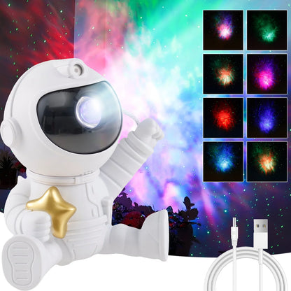 Astronaut Star Projector Adjustable Star Projection Night Light with Star Mode Brightness Mode 360°Rotating Star Projector Galaxy Light Remote Control USB Powered LED Nebula Lights for Home
