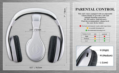 White Wired Headphones for Kids, over Ear Headphones Connect via 3.5Mm Jack