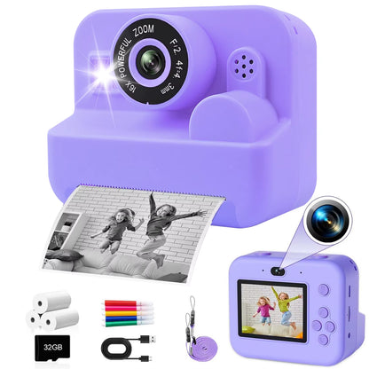 Kids Camera Instant Print Toddler Cameras Thermal Printing Camera Birthday Gifts Toys for Boy Girl Age 3-12 with MP3 Video Game