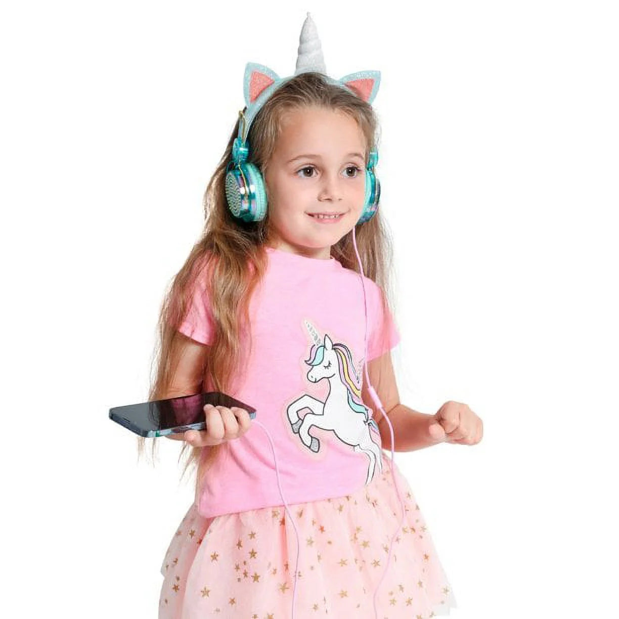 Unicorn Headphones – Wired Headphones for Kids with Microphone – Cute Glittery Unicorn Headphones for Girls – over the Ear Headphones with 3.5Mm Jack – Ideal for Home, School, Birthday- Green