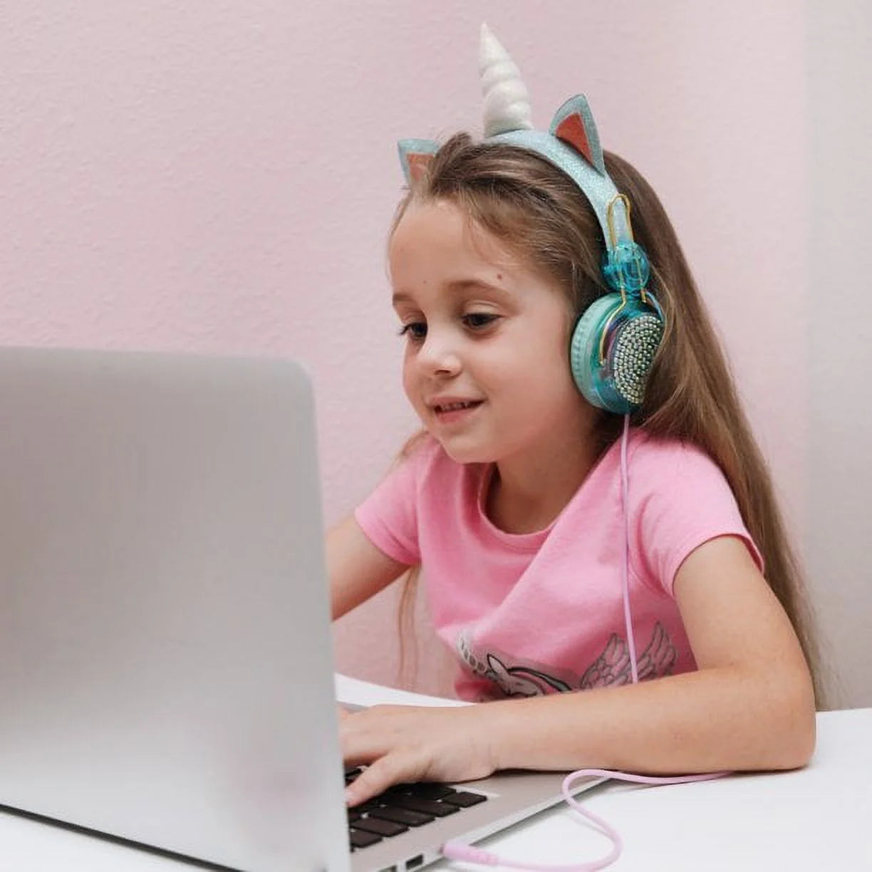 Unicorn Headphones – Wired Headphones for Kids with Microphone – Cute Glittery Unicorn Headphones for Girls – over the Ear Headphones with 3.5Mm Jack – Ideal for Home, School, Birthday- Green