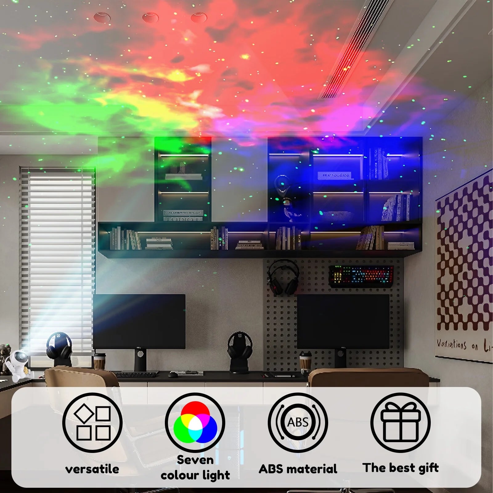 Astronaut Star Projector Adjustable Star Projection Night Light with Star Mode Brightness Mode 360°Rotating Star Projector Galaxy Light Remote Control USB Powered LED Nebula Lights for Home