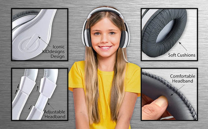 White Wired Headphones for Kids, over Ear Headphones Connect via 3.5Mm Jack