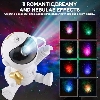 Astronaut Star Projector Adjustable Star Projection Night Light with Star Mode Brightness Mode 360°Rotating Star Projector Galaxy Light Remote Control USB Powered LED Nebula Lights for Home