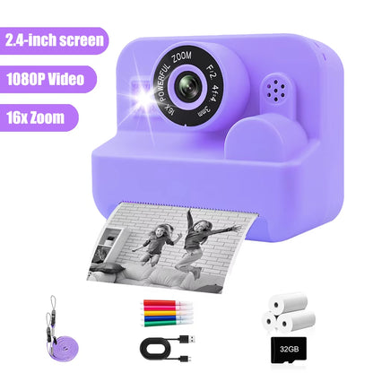 Kids Camera Instant Print Toddler Cameras Thermal Printing Camera Birthday Gifts Toys for Boy Girl Age 3-12 with MP3 Video Game