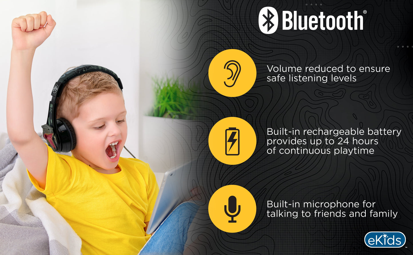 Jurassic World Bluetooth Headphones, Wireless Headphones with Microphone Includes Aux Cord, Kids Headphones for School, Home, or Travel