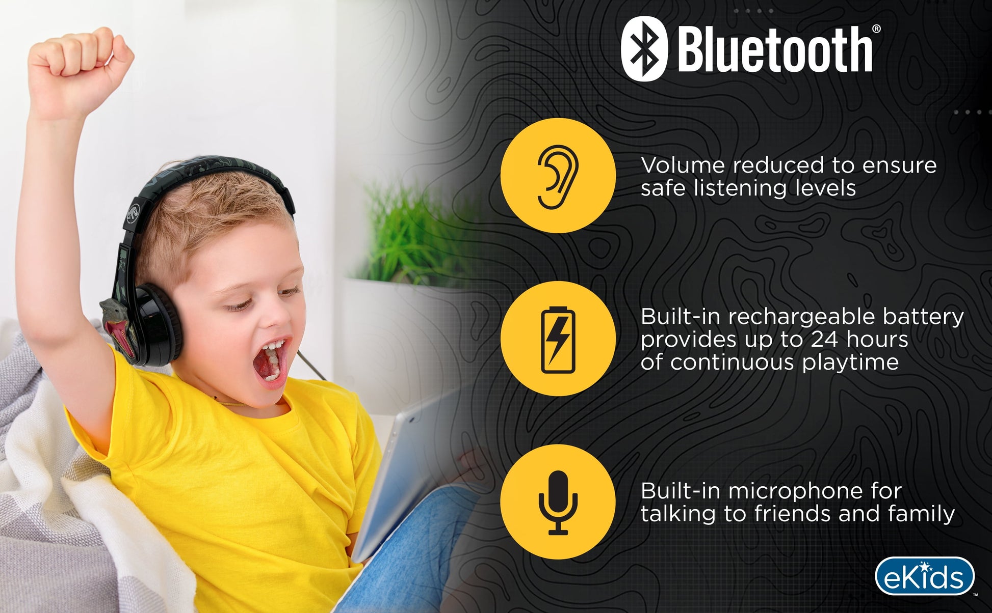 Jurassic World Bluetooth Headphones, Wireless Headphones with Microphone Includes Aux Cord, Kids Headphones for School, Home, or Travel