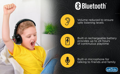 Jurassic World Bluetooth Headphones, Wireless Headphones with Microphone Includes Aux Cord, Kids Headphones for School, Home, or Travel