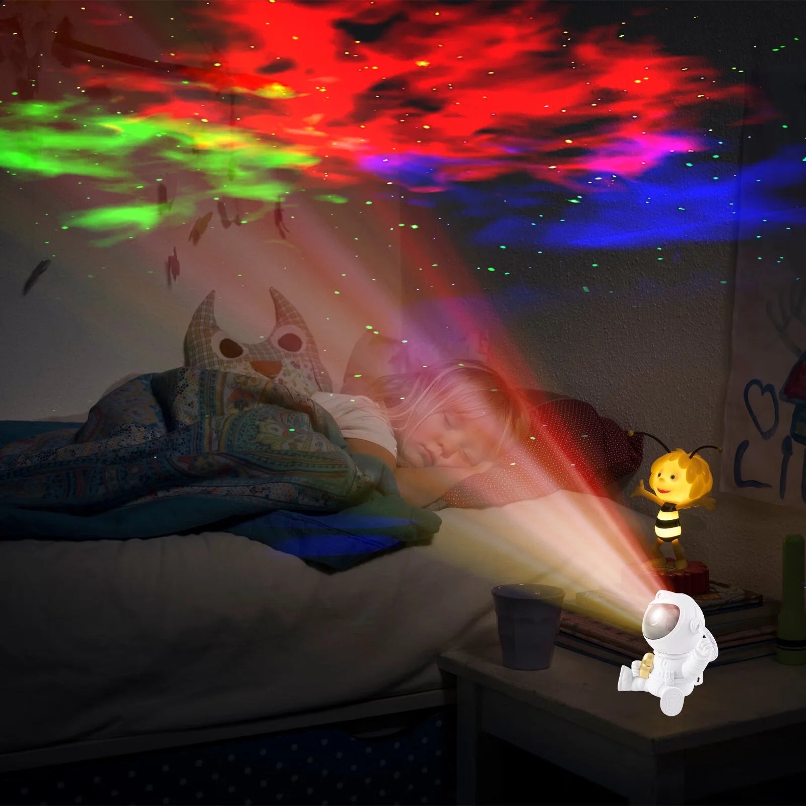 Astronaut Star Projector Adjustable Star Projection Night Light with Star Mode Brightness Mode 360°Rotating Star Projector Galaxy Light Remote Control USB Powered LED Nebula Lights for Home