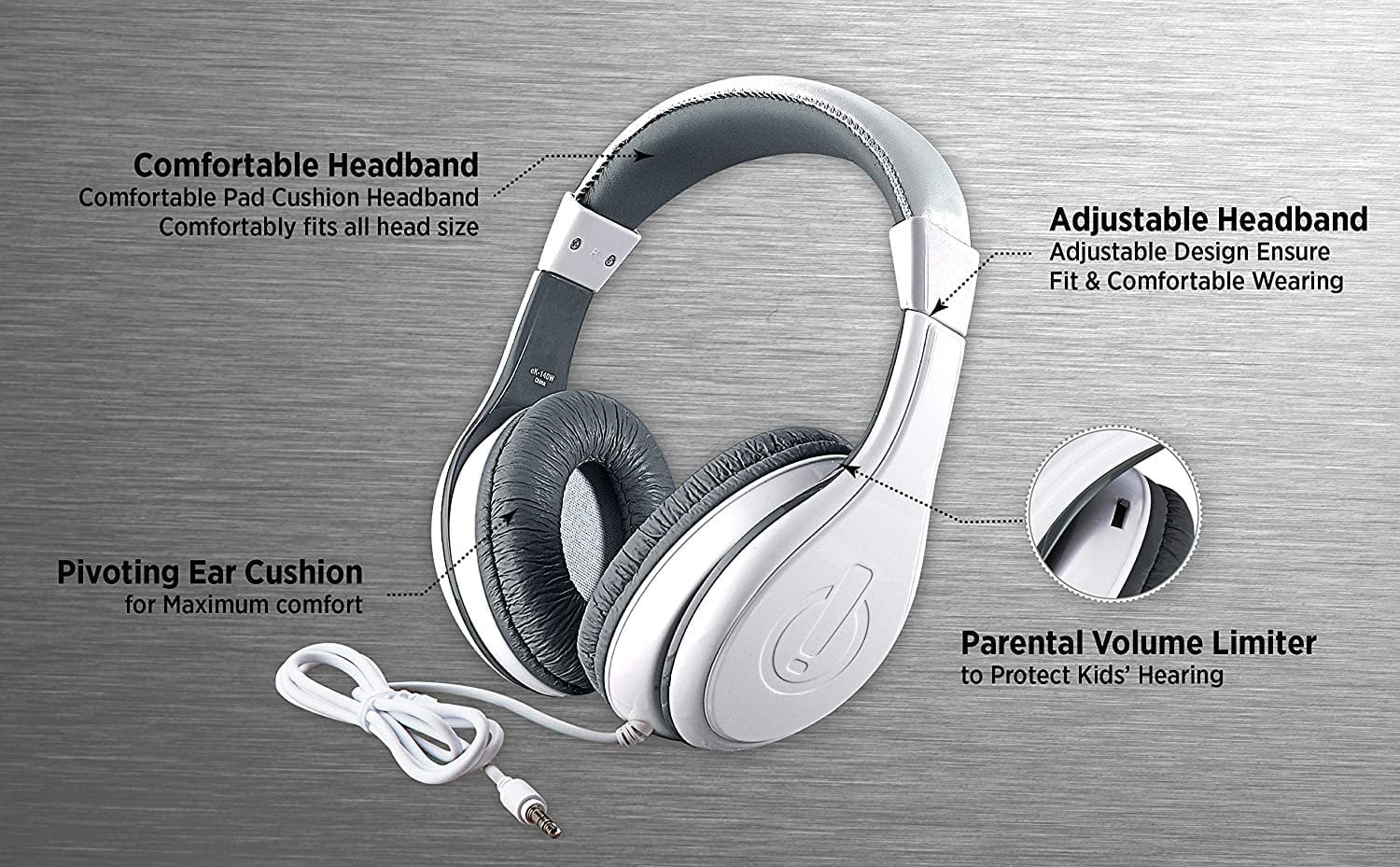 White Wired Headphones for Kids, over Ear Headphones Connect via 3.5Mm Jack