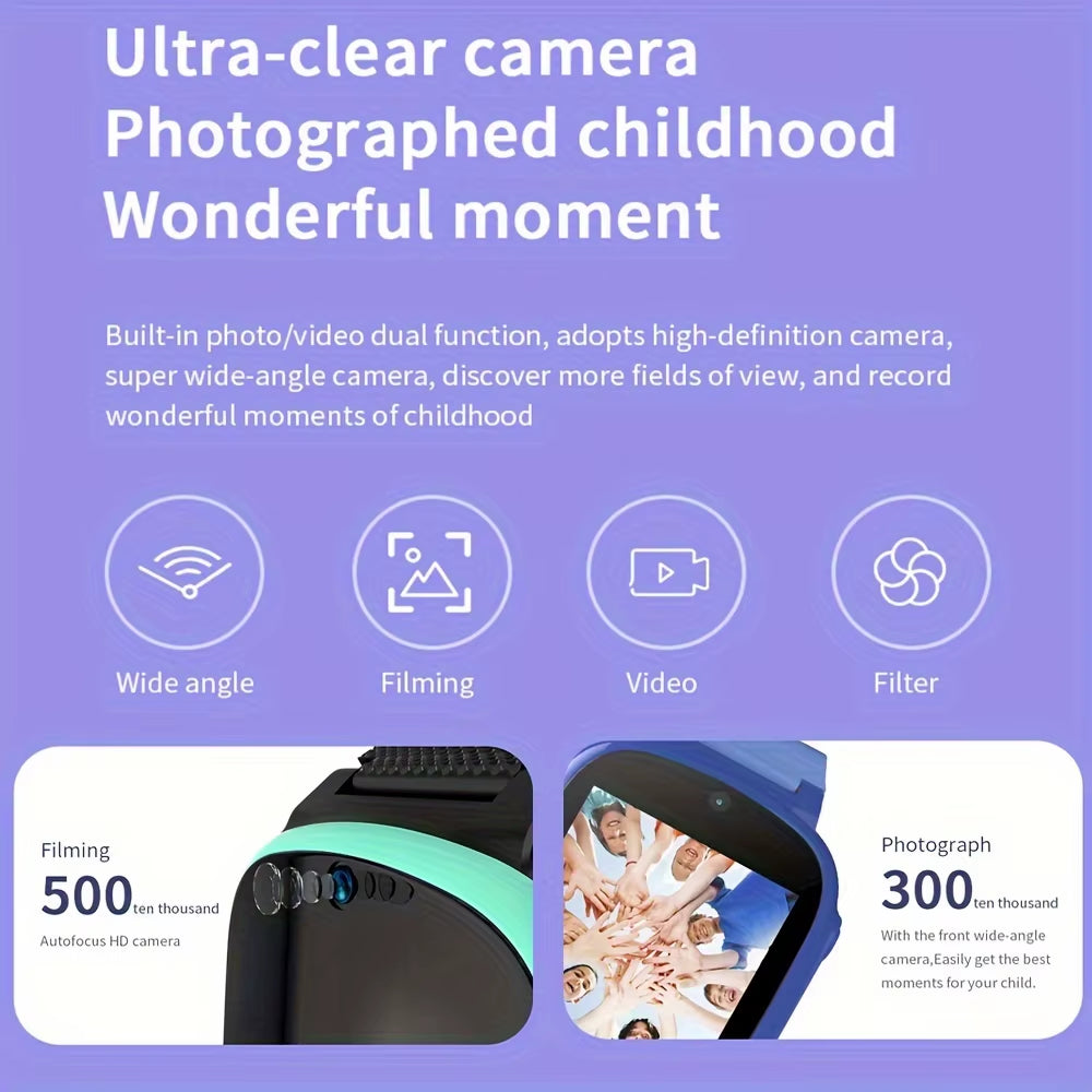 2025 New Kids Smart Watch HD Touch Screen Camera Puzzle Game Alarm Clock Calculator Birthday Gift for Boys and Girls