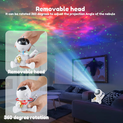 Astronaut Star Projector Adjustable Star Projection Night Light with Star Mode Brightness Mode 360°Rotating Star Projector Galaxy Light Remote Control USB Powered LED Nebula Lights for Home